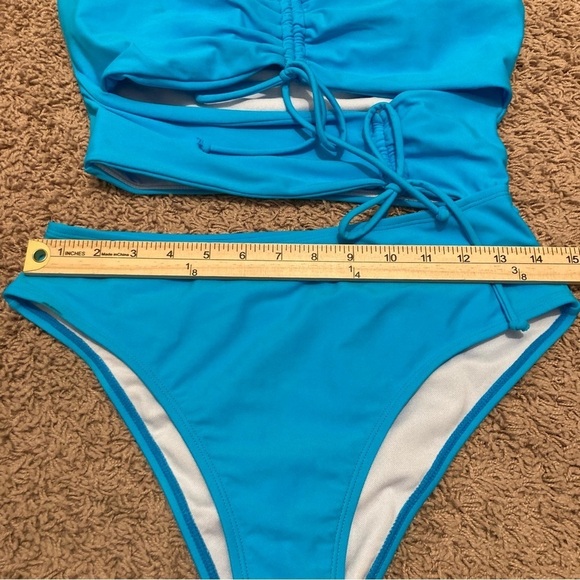 Swim Suit Blue One Piece with Cutouts Women’s Large Turquoise Bathing Suit - Picture 6 of 8